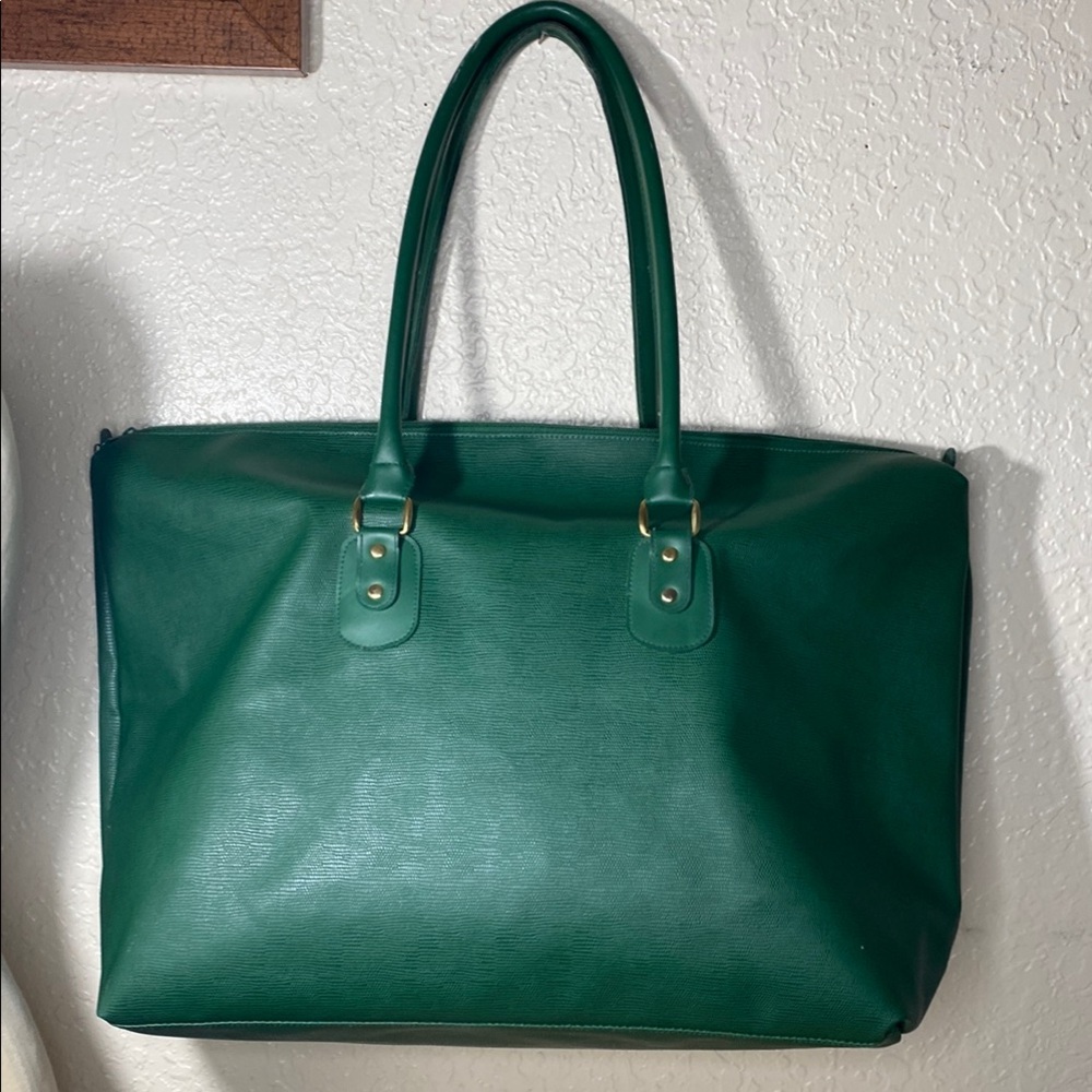 Christian Dior perfume vintage Green PVC Tote weekender bag, with Gold Accents - Picture 6 of 10